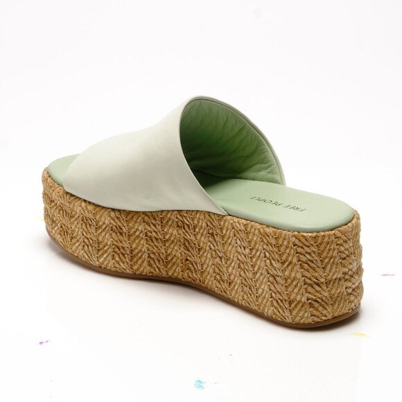 🎉LAST CHANCE🎉 FREE PEOPLE Harbor Raffia Flatform Sandals / Light Sage - Picture 7 of 12